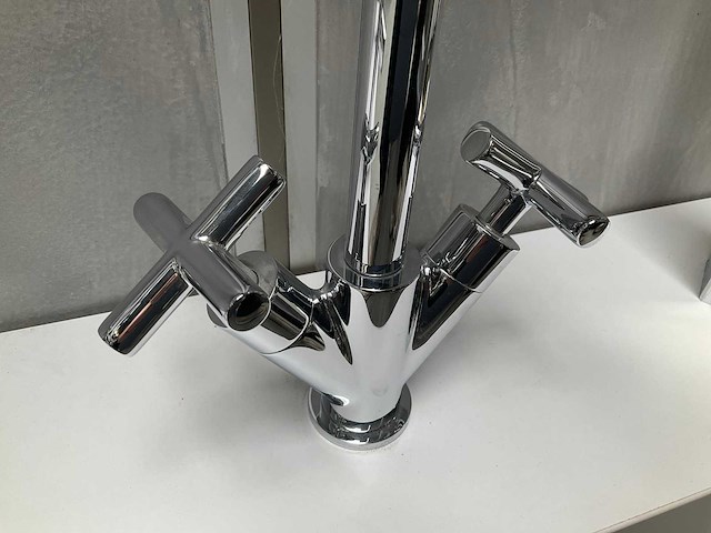 Wastafelmengkraan met kruisgreep chroom - afbeelding 5 van  5