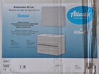 Wastafelmeubel 2 lades + spiegelkast + wasbak, allibert, donna, hout decor - afbeelding 2 van  3