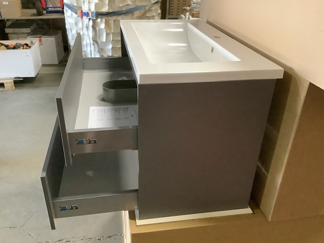 Wastafelonderbouw 90 cm + 1 wastafel, lunik 245118, grijs - afbeelding 3 van  8