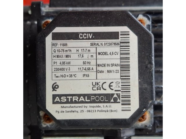 Waterpomp 400 volt, astra pool, 4,5 cv - afbeelding 8 van  8