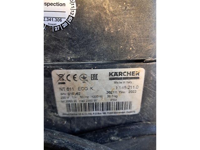 Waterzuiger met dompelpomp 55l 230v kärcher, nt611 eco k, bouwjaar 2022 - afbeelding 17 van  20