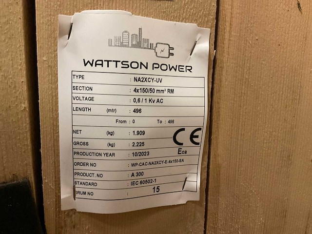 Wattson power na2xcy-uv aluminium voedingskabel op haspel 4x150/50mm² rm - afbeelding 4 van  4