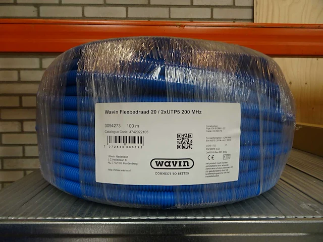 Wavin - flexbedraad 20 - voorbedrade flexbuis 100 mtr 2x utp5 200mhz - afbeelding 1 van  2