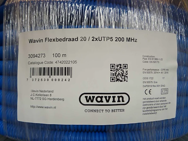 Wavin - flexbedraad 20 - voorbedrade flexbuis 100 mtr 2x utp5 200mhz - afbeelding 2 van  2