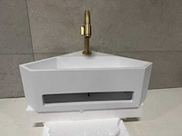 Wb - hoekfontein solid surface 35x49x16 cm + kraan - afbeelding 1 van  10