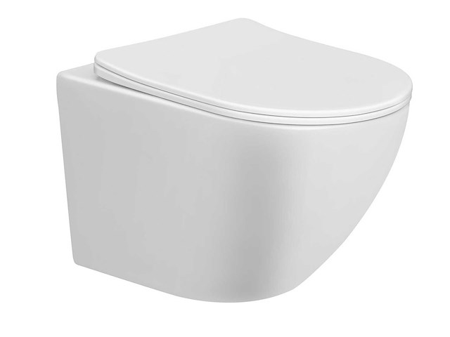 Wb - nibiru 32.4640 - wandcloset randloos wit 48cm | met soft close zitting wit - afbeelding 1 van  5