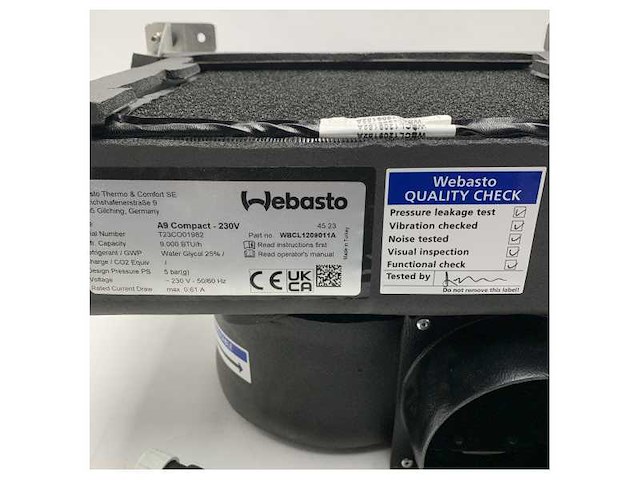 Webasto a9 9000 btu compact marine air handler - 230v- 50/60hz - wbcl1209011a - afbeelding 3 van  3