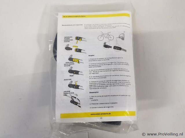 Weber disselverbindingstuk met slot voor fietskar - afbeelding 2 van  2