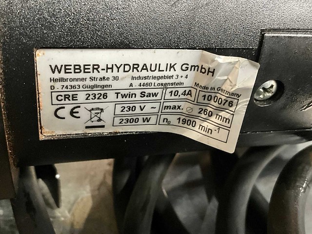 Weber-hydraulik cre 2326 twin saw tegendraaiende reddingszaag - afbeelding 8 van  8