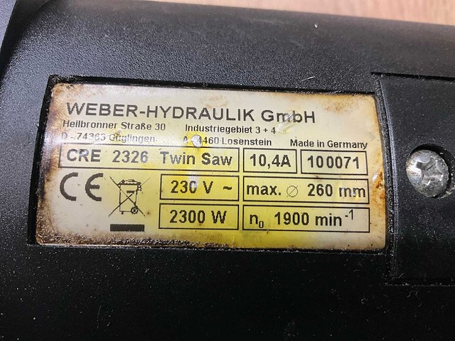 Weber-hydraulik cre 2326 twin saw tegendraaiende reddingszaag - afbeelding 2 van  8