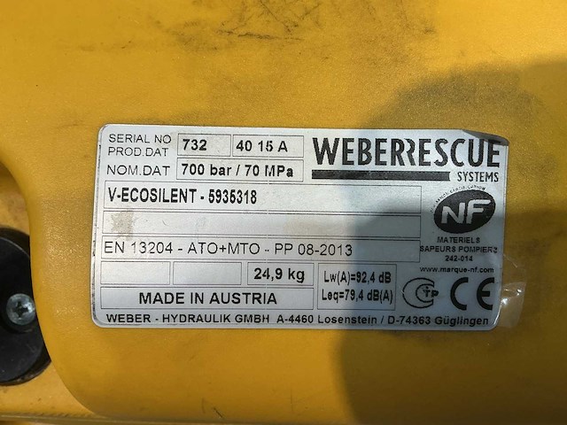 Weber rescue v-ecosilent persmachine/redgereedschap brandweermateriaal - afbeelding 11 van  20