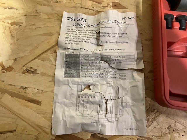 Weber tools wt 6061 wiellager gereedschapsset - afbeelding 4 van  4
