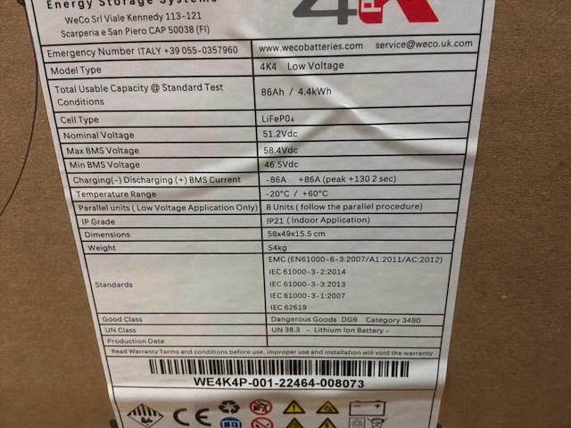 Weco 4k4 pro 4,4 kwh lithium thuisbatterij - afbeelding 4 van  4