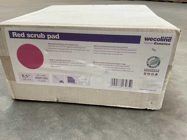 Wecoline red 6.5” / 165mm doos á 10 stuks schrobpads (13x) - afbeelding 3 van  3