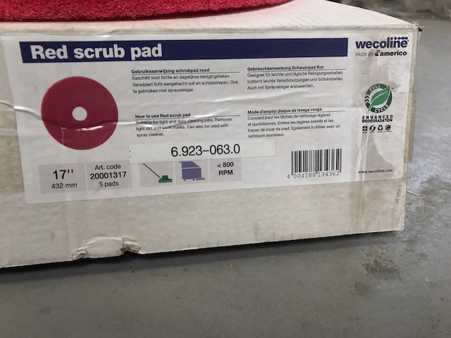 Wecoline red scrub pad 17 inch (5x) - afbeelding 3 van  3