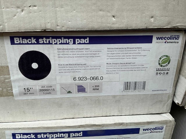 Wecoline zwarte striping pad 15 inch (5x) - afbeelding 2 van  2