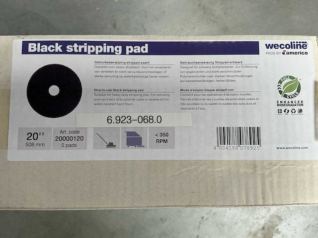 Wecoline zwarte striping pad 20 inch (5x) - afbeelding 1 van  1