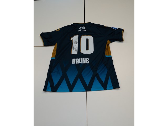 Wedstijd gedragen thomas bruns shirt - heracles almelo stanno, blauw, gesigneerd, l - afbeelding 1 van  2