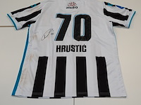 Wedstrijd gedragen ajdin hrustic shirt - heracles almelo stanno, zwart/wit, gesigneerd, xl - afbeelding 1 van  2