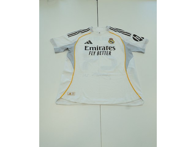 Wedstrijd gedragen dean huijsen shirt - real madrid adidas, wit, gesigneerd, l - afbeelding 2 van  2