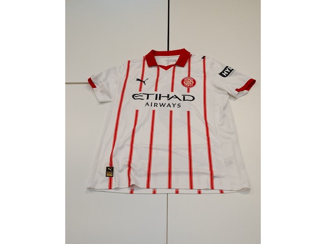 Wedstrijd gedragen donny van de beek shirt - girona puma, wit/rood, gesigneerd, xl - afbeelding 2 van  2