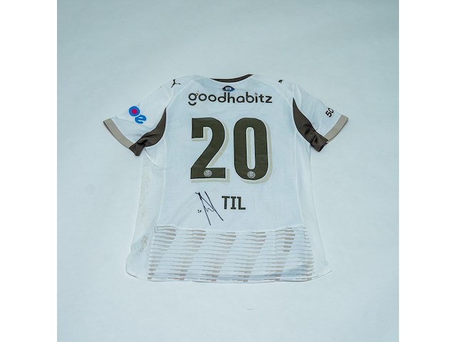 Wedstrijd gedragen guus til shirt - psv puma, wit, gesigneerd, l - afbeelding 1 van  2