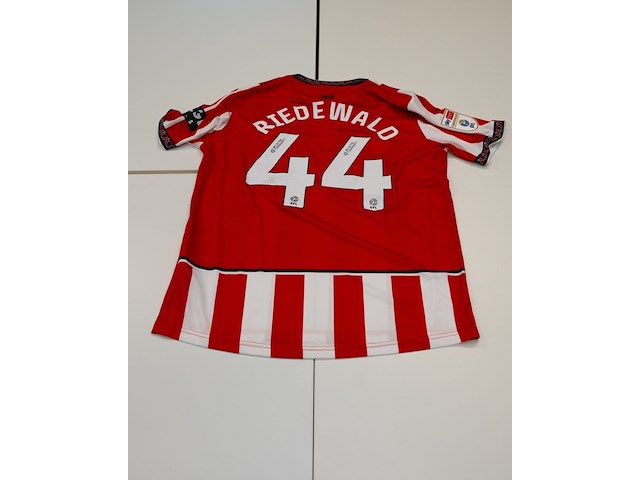 Wedstrijd gedragen jaïro riedewald shirt - sheffield united errea, rood/wit, gesigneerd, xl - afbeelding 1 van  2