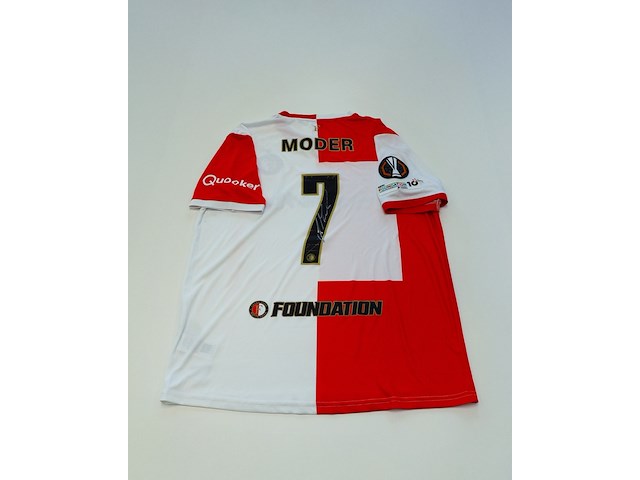 Wedstrijd gedragen jakob moder shirt - feyenoord castore, rood/wit, gesigneerd, l - afbeelding 1 van  2