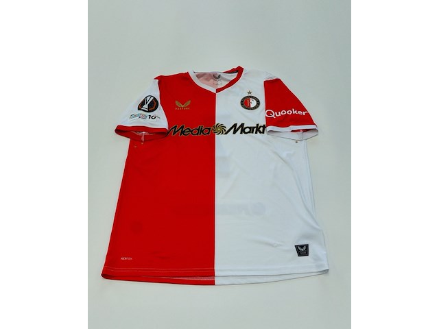 Wedstrijd gedragen jakob moder shirt - feyenoord castore, rood/wit, gesigneerd, l - afbeelding 2 van  2