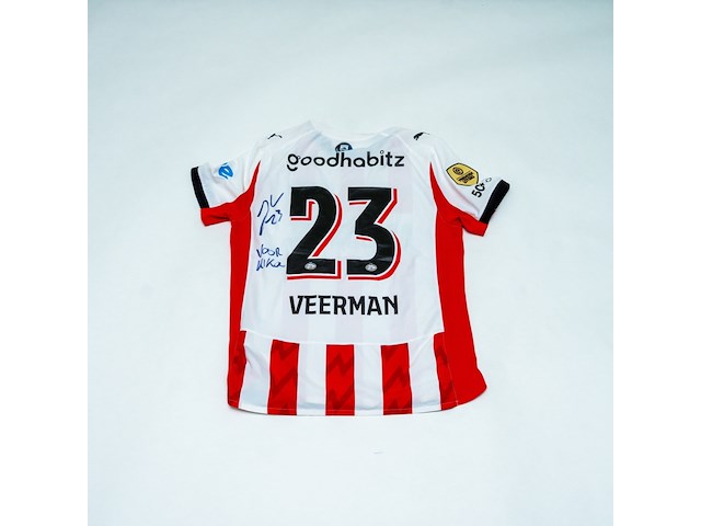 Wedstrijd gedragen joey veerman shirt - psv puma, rood/wit, gesigneerd, l - afbeelding 2 van  2