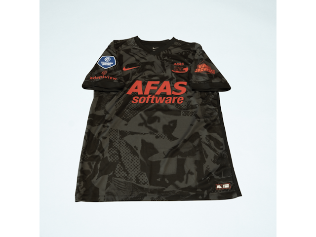 Wedstrijd gedragen kees smit shirt – az alkmaar nike, zwart, gesigneerd, l - afbeelding 2 van  2
