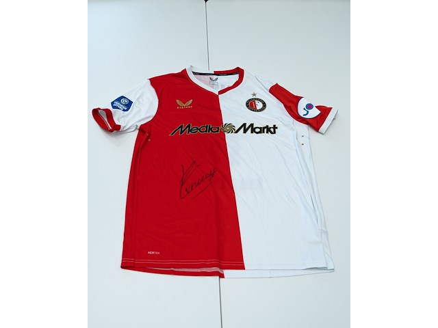 Wedstrijd gedragen luciano valente-feyenoord, gastore, rood/wit, gesigneerd, l - afbeelding 1 van  2