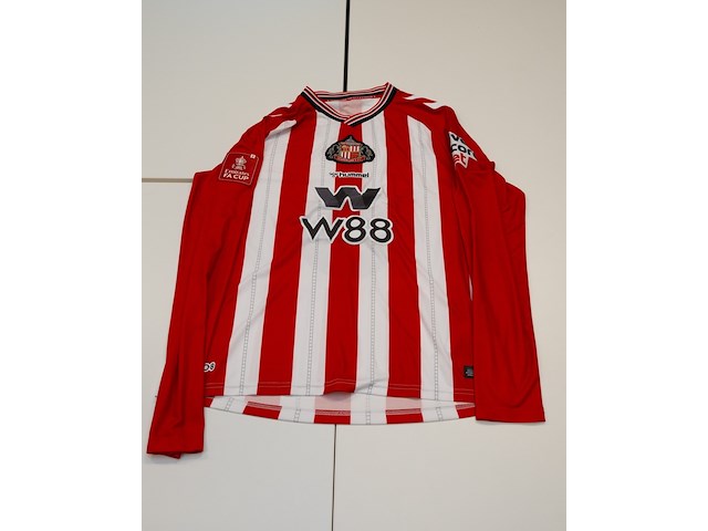 Wedstrijd gedragen lutsharel geertruida shirt - sunderland hummel, rood/wit, gesigneerd, l - afbeelding 1 van  2