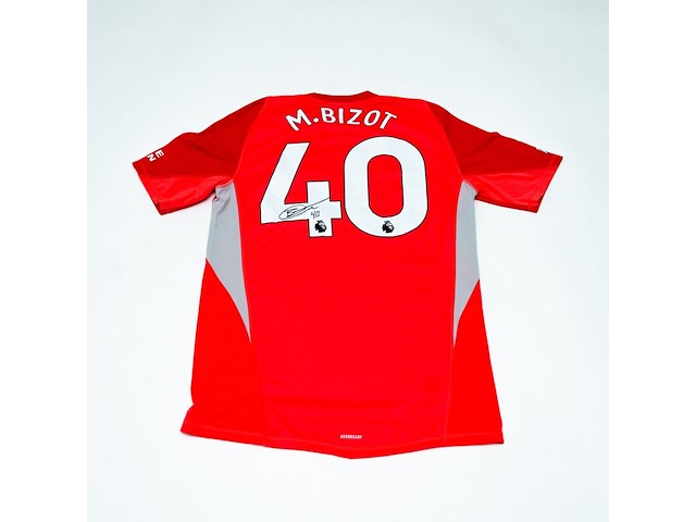 Wedstrijd gedragen marco bizot shirt – aston villa adidas, rood, gesigneerd, xl - afbeelding 1 van  2
