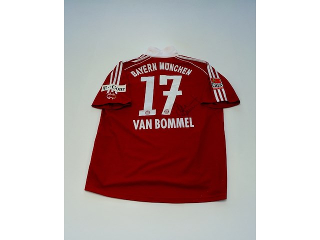 Wedstrijd gedragen mark van bommel shirt - fc bayern münchen adidas, rood, gesigneerd, l - afbeelding 1 van  2