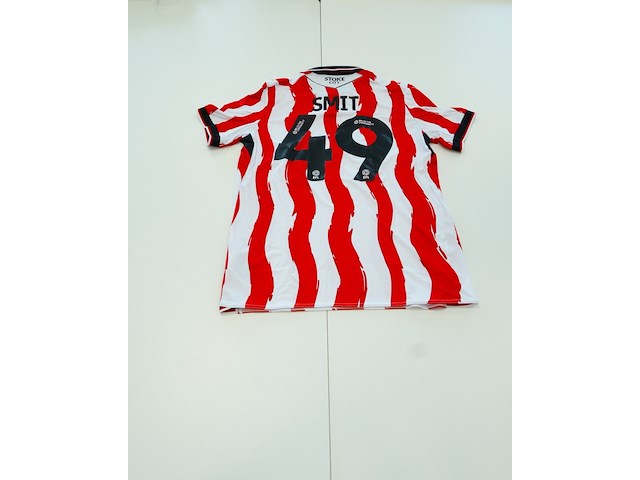 Wedstrijd gedragen milan smit shirt - stoke city macron, rood/wit, gesigneerd, l - afbeelding 1 van  2