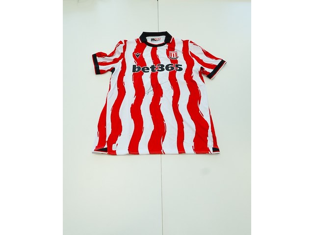 Wedstrijd gedragen milan smit shirt - stoke city macron, rood/wit, gesigneerd, l - afbeelding 2 van  2