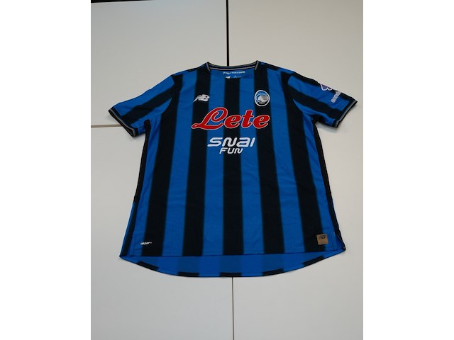 Wedstrijd gedragen mitchell bakker shirt - atalanta bergamo new balance, blauw/zwart, gesigneerd, m - afbeelding 2 van  2