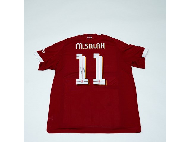 Wedstrijd gedragen mo salah shirt – liverpool fc adidas, rood, gesigneerd, xl - afbeelding 1 van  2