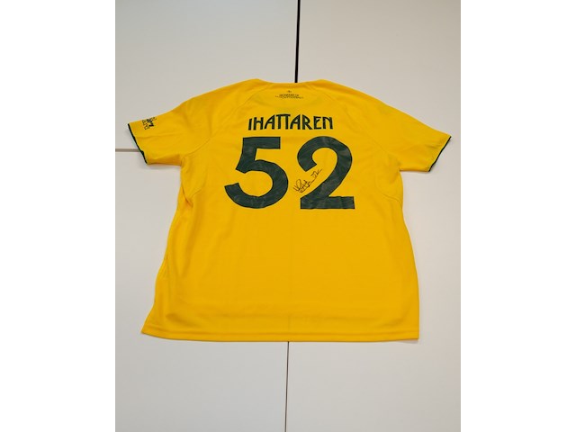 Wedstrijd gedragen mohammed ihattaren shirt - fortuna sittard robey, geel/grijs, gesigneerd, xl - afbeelding 1 van  2