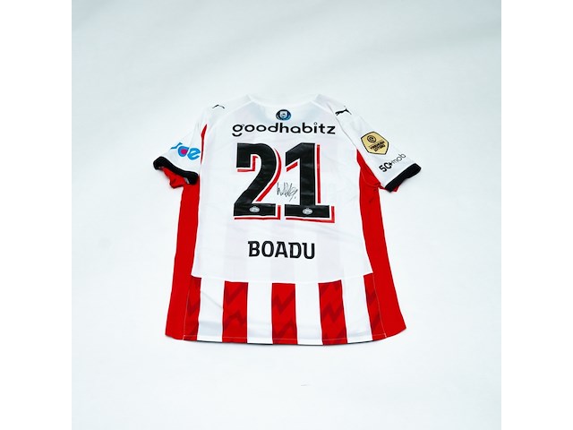 Wedstrijd gedragen myron boadu shirt - psv puma, rood/wit, gesigneerd, l - afbeelding 1 van  2