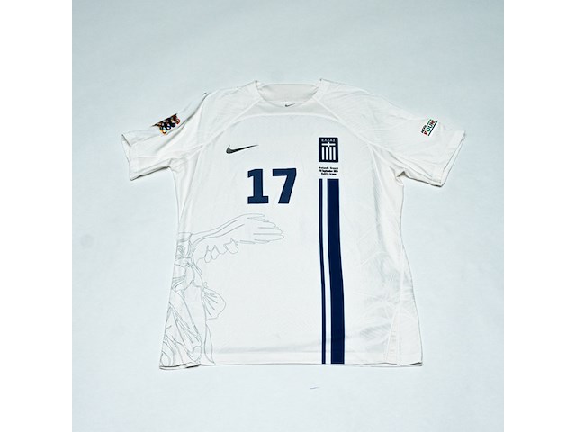 Wedstrijd gedragen pantelis hatzidiakos shirt - griekenland nike, wit, gesigneerd, l - afbeelding 2 van  2