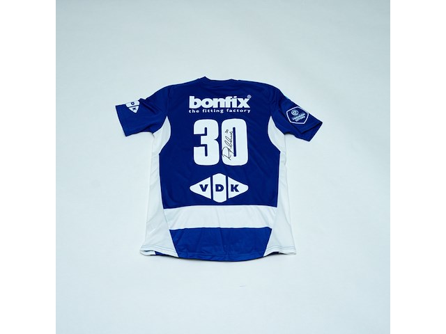 Wedstrijd gedragen ryan thomas shirt - pec zwolle adidas, blauw/wit, gesigneerd, s - afbeelding 1 van  2