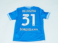 Wedstrijd gedragen sam beukema shirt – napoli armani, blauw, gesigneerd, l