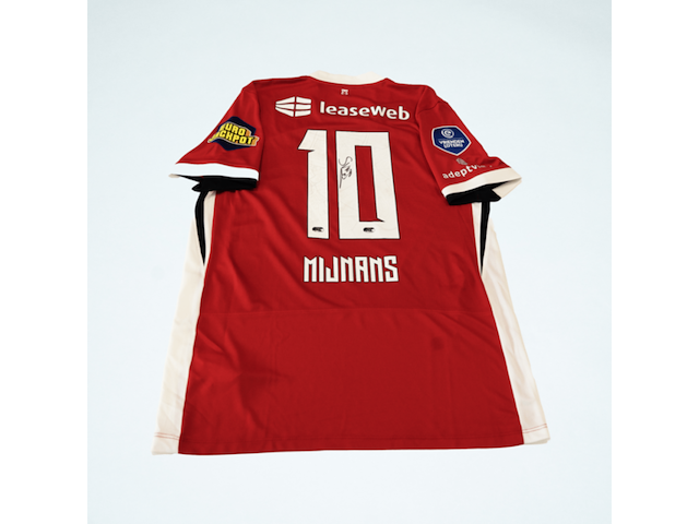 Wedstrijd gedragen sven mijnans shirt - az alkmaar nike, rood, gesigneerd, l - afbeelding 1 van  2