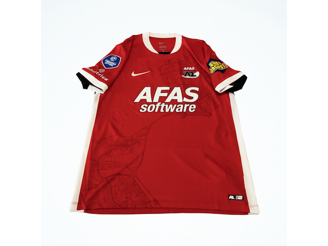 Wedstrijd gedragen sven mijnans shirt - az alkmaar nike, rood, gesigneerd, l - afbeelding 2 van  2