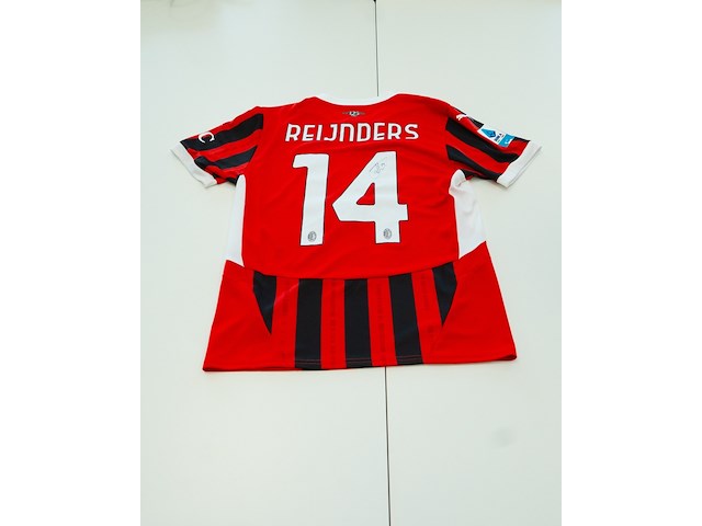 Wedstrijd gedragen tijjani reijnders - ac milan puma, rood/zwart, gesigneerd, m - afbeelding 1 van  2