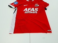 Wedstrijd gedragen troy parrot shirt - az alkmaar nike, rood/wit, gesigneerd, l - afbeelding 2 van  2