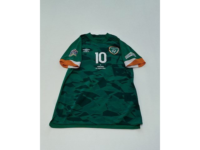 Wedstrijd gedragen troy parrott shirt - ierland umbro, groen, gesigneerd, l - afbeelding 2 van  2