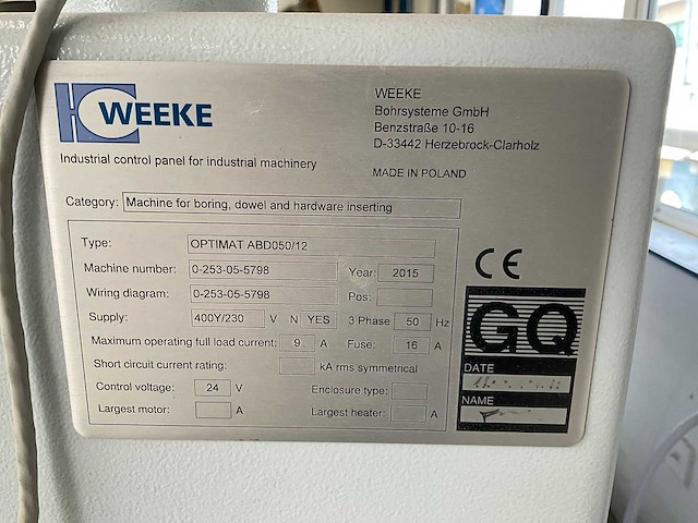 Weeke optimat abd 050 cnc-boor-lijm-deuvelinvoermachine - afbeelding 2 van  10